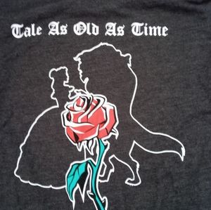 DISNEY beauty and the beast graphic print tee shirt size medium with red rose